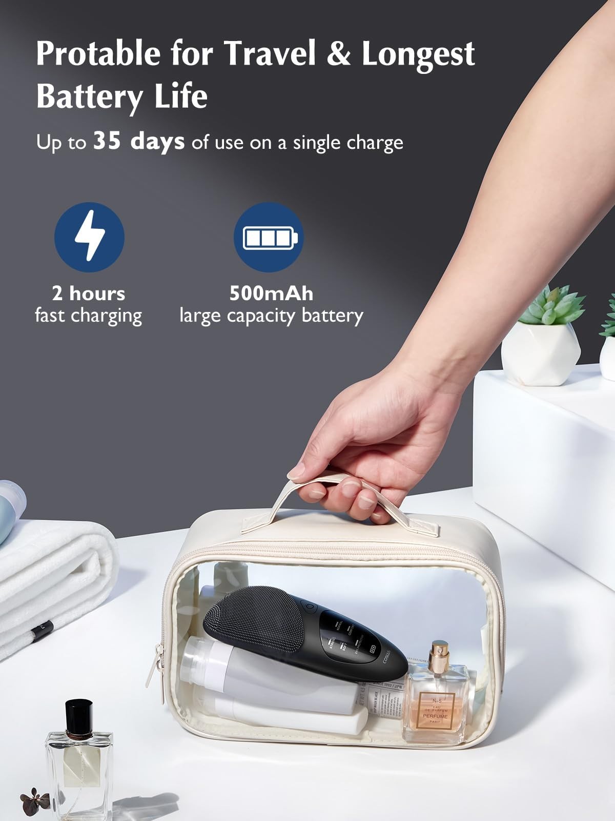 Portable Waterproof Silicone Face Scrubber – Rechargeable Facial Cleansing Brush