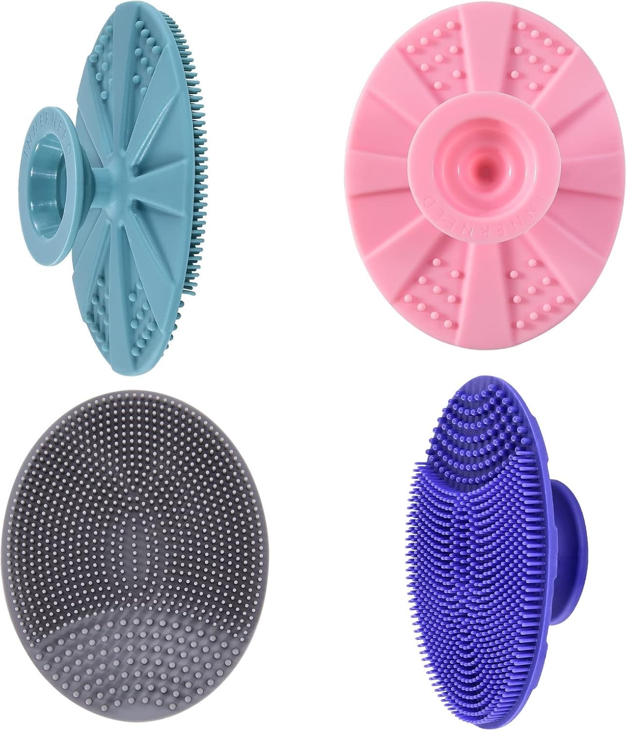 Compact Manual Silicone Facial Brush – Exfoliating Blackhead Remover Set of 4