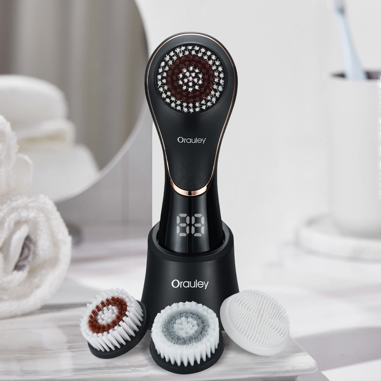 Facial Cleansing Brush, Electric Face Scrubber Rechargeable Exfoliator IPX-7 …