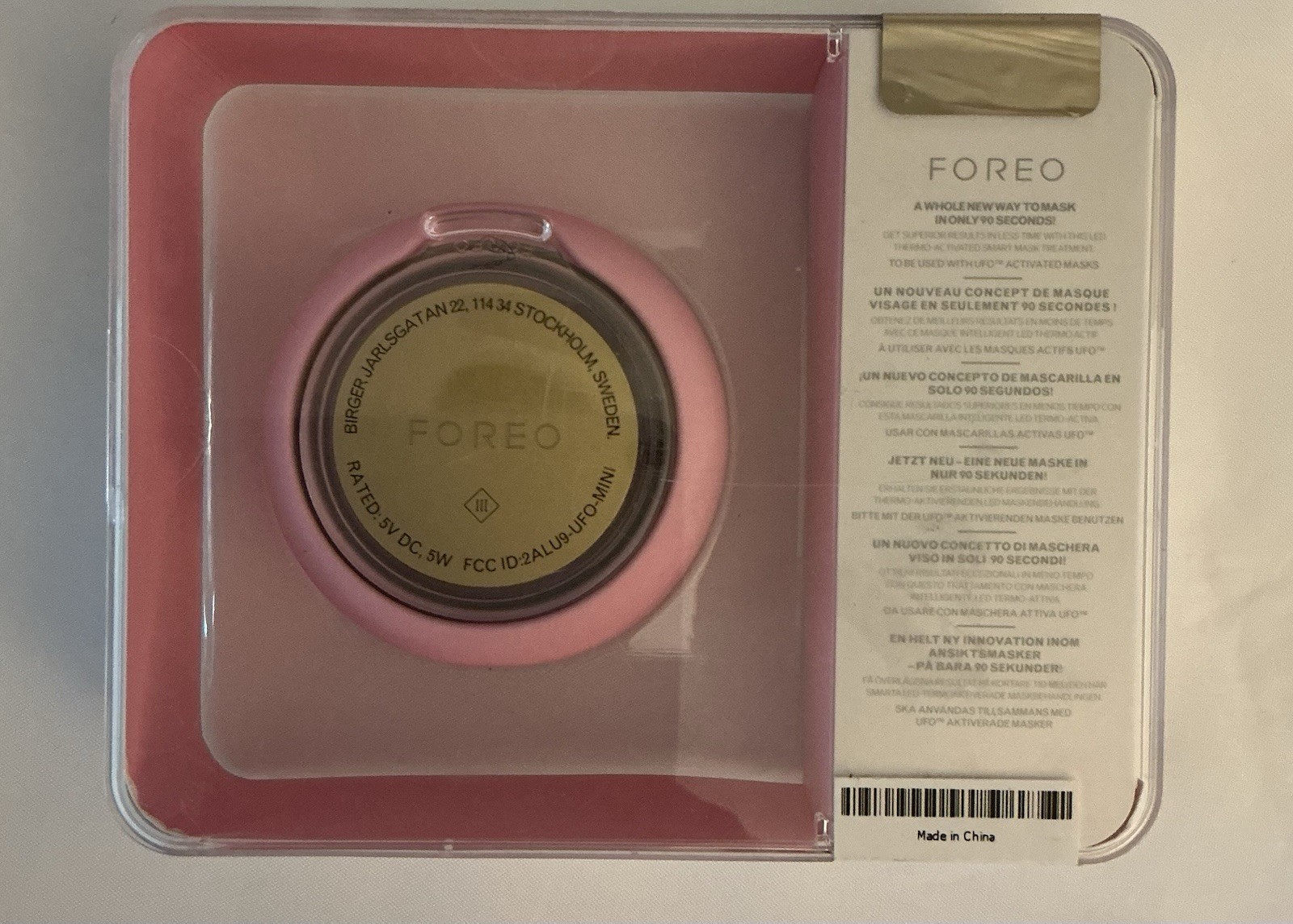 FOREO UFO MINI 2 SWEDISH BEAUTY-TECH POWER MASK PEARL PINK SEALED MR 1018