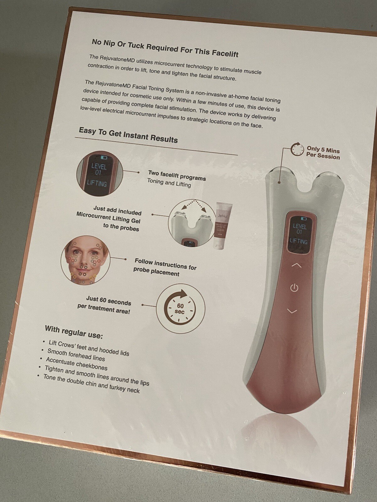Jenu RejuvetoneMD – Microcurrent Facial Toning and Lifting System NEW