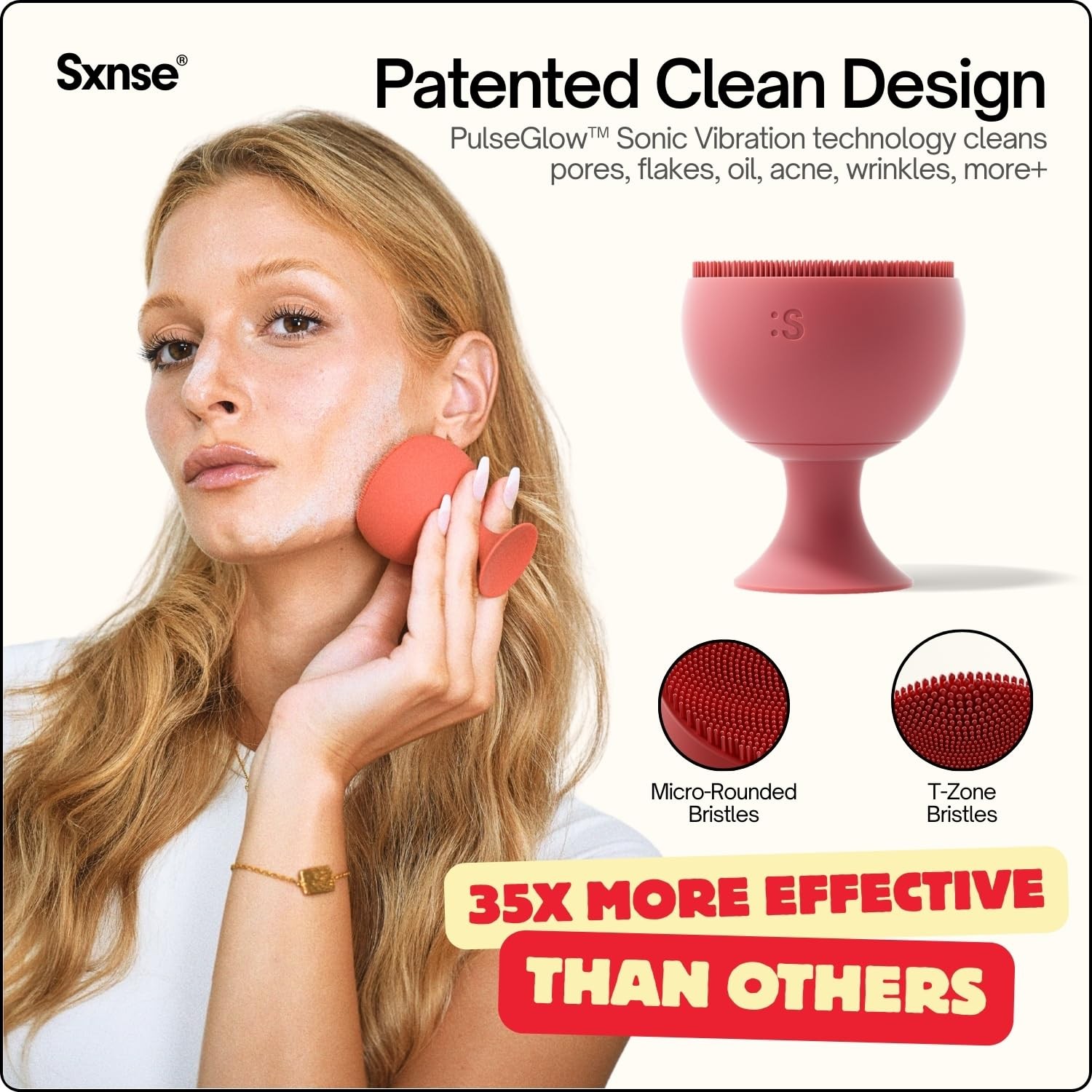 Palm Face Clean Pro⁺ Electric Silicone Face Scrubber for Acne with 7000+ Son…