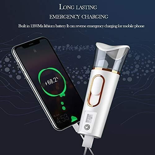 FATUXZ Handy Nano Facial Mister with Skin Analyzer Moisture Tester, Portable Nan
