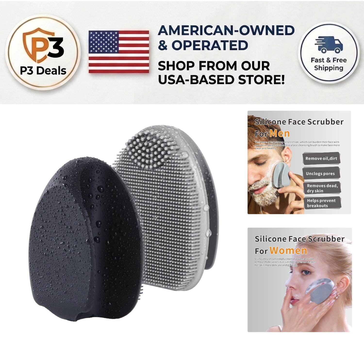 Ergonomic Facial Scrubber – Deep Cleansing & Gentle Massaging for Radiant Skin