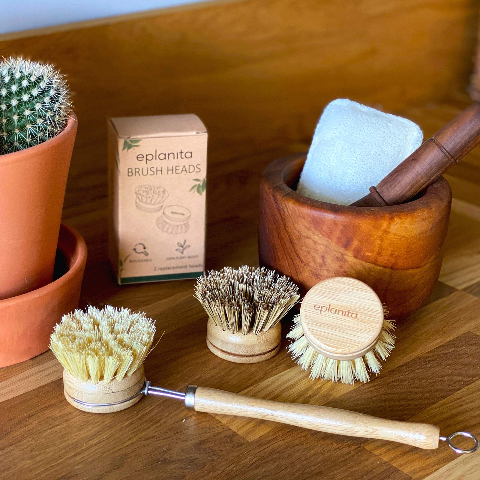 eplanita Replacement Brush Heads (Pack of 4) for Bamboo Pack 4, Yellow