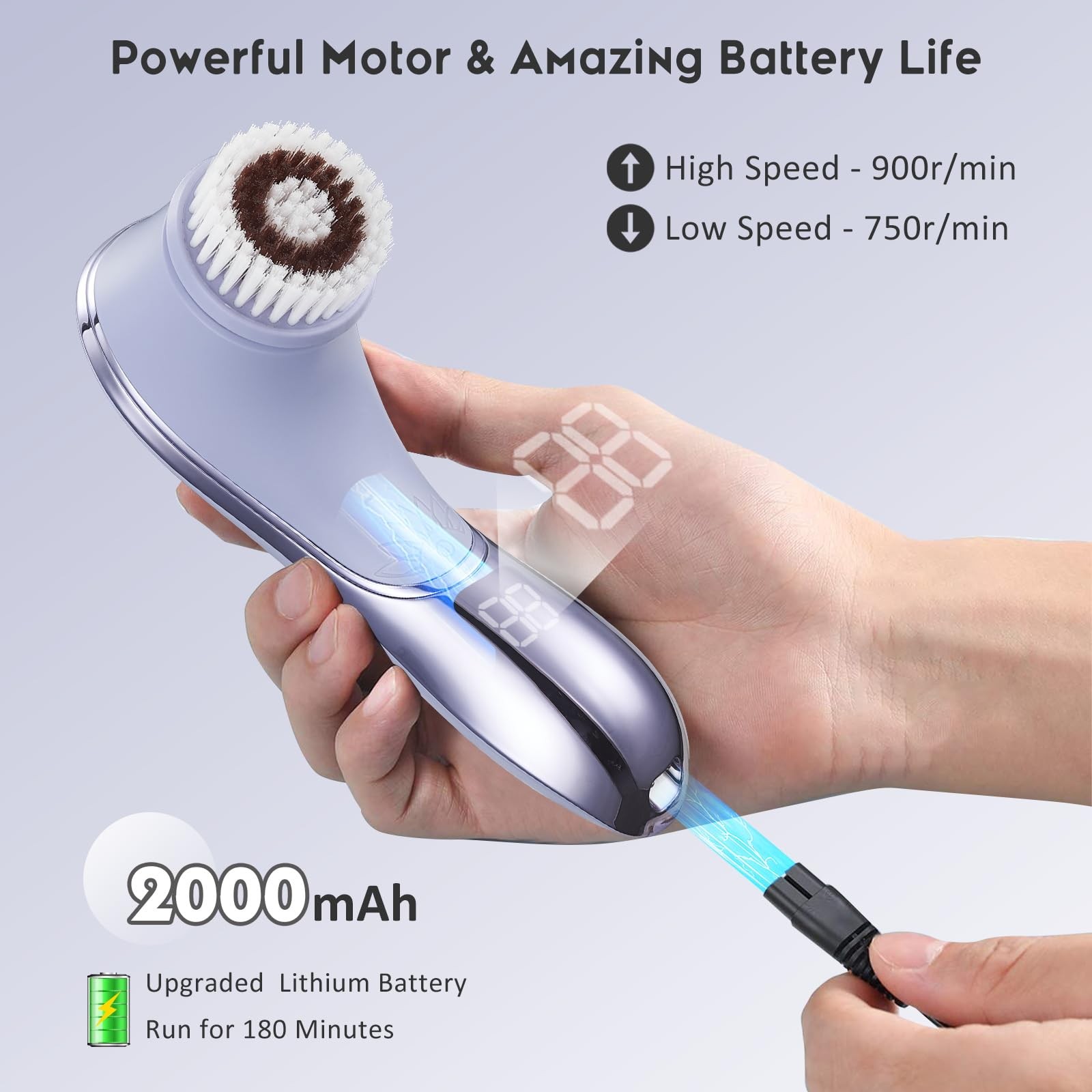 Cleansing Brush Scrubber Exfoliator Rechargeable IPX7 Waterproof Spin Cleanse…