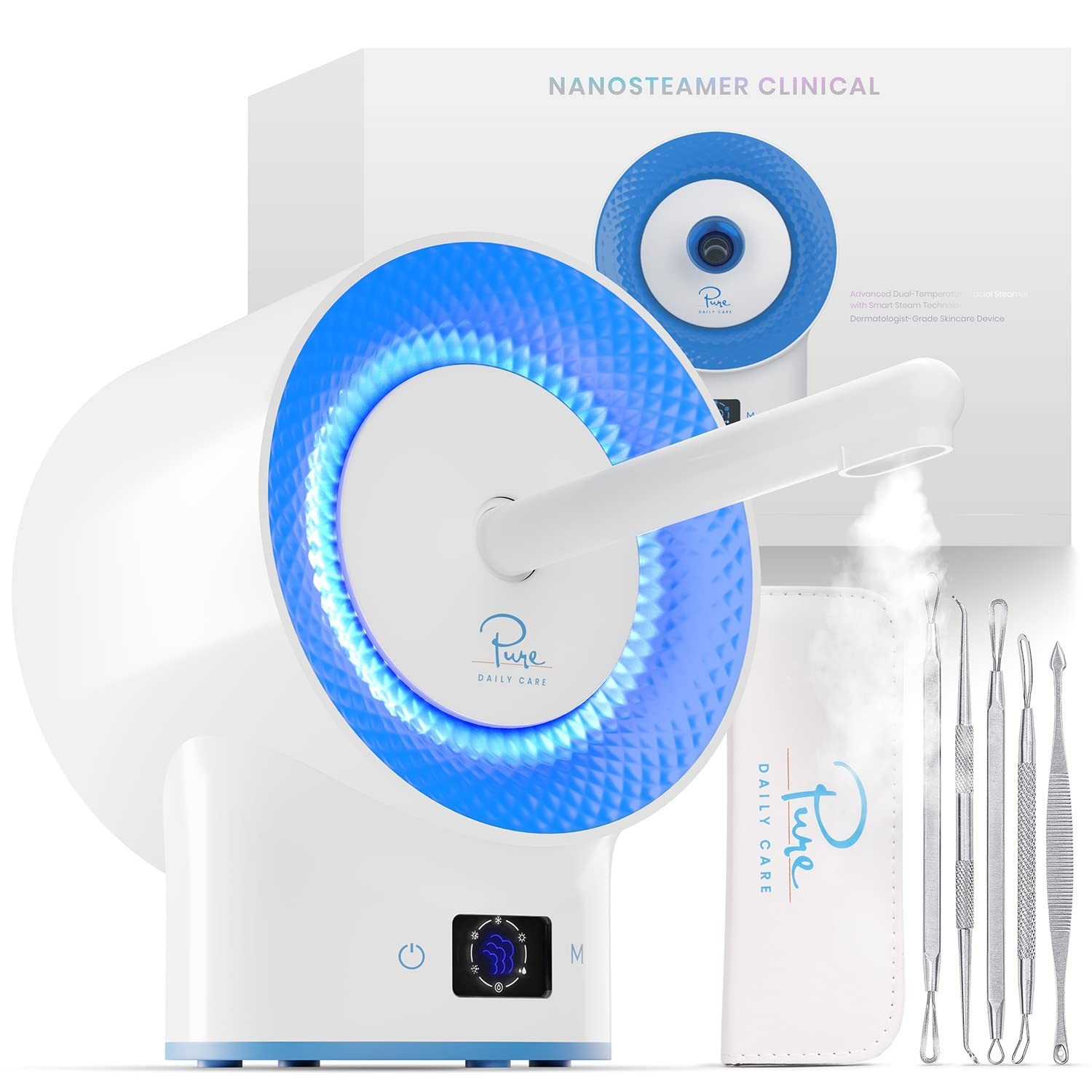 NanoSteamer Clinical 10-in-1 Dermatologist Ionic Steamer – 2 Multi-Position S…
