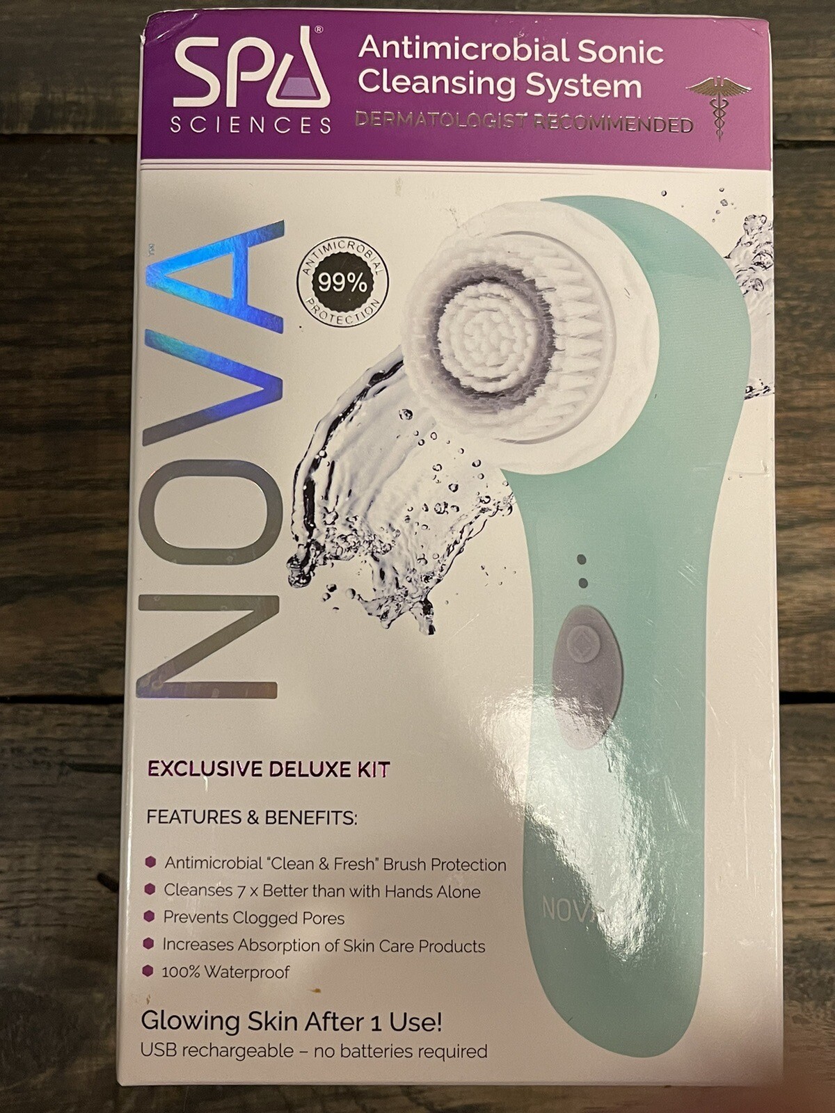 NEW! NIB! NOVA SPA SCIENCES ANTIMICROBIAL SONIC CLEANSING SYSTEM MINT GREEN