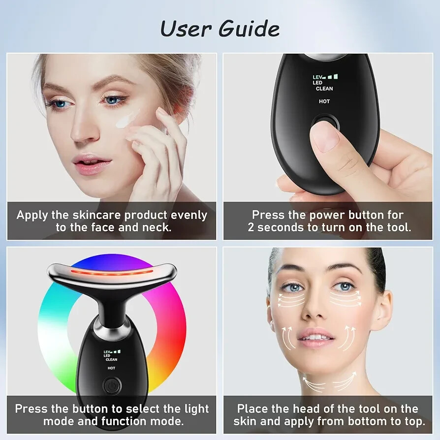 Face and Neck Tool 7 in 1 Electric Facial Device Wrinkle Removal Home Daily Use