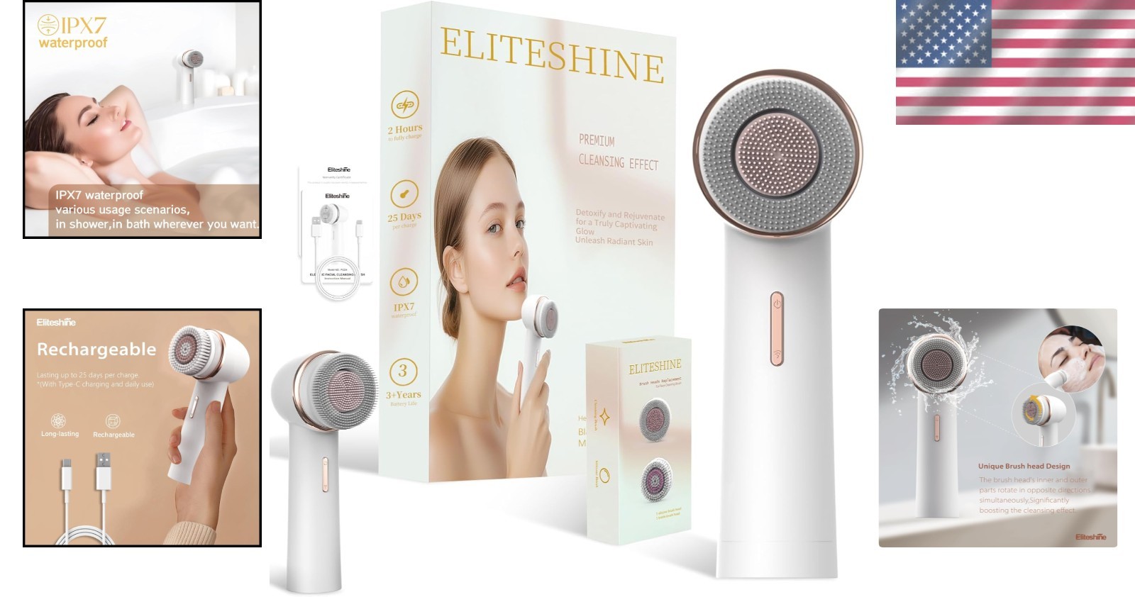 Silicone Facial Cleansing Brush with 7-Level Waterproofing & Anti-Aging Benefits