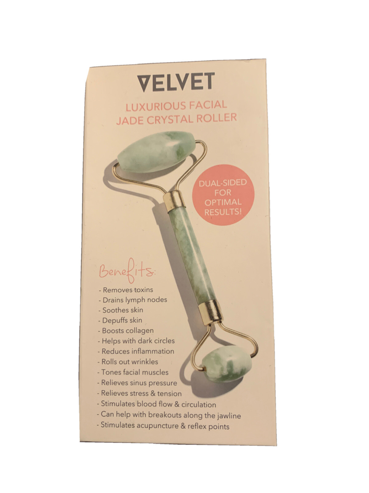 NEW SEALED Velvet Dual Sided Luxurious Facial Jade Crystal Roller
