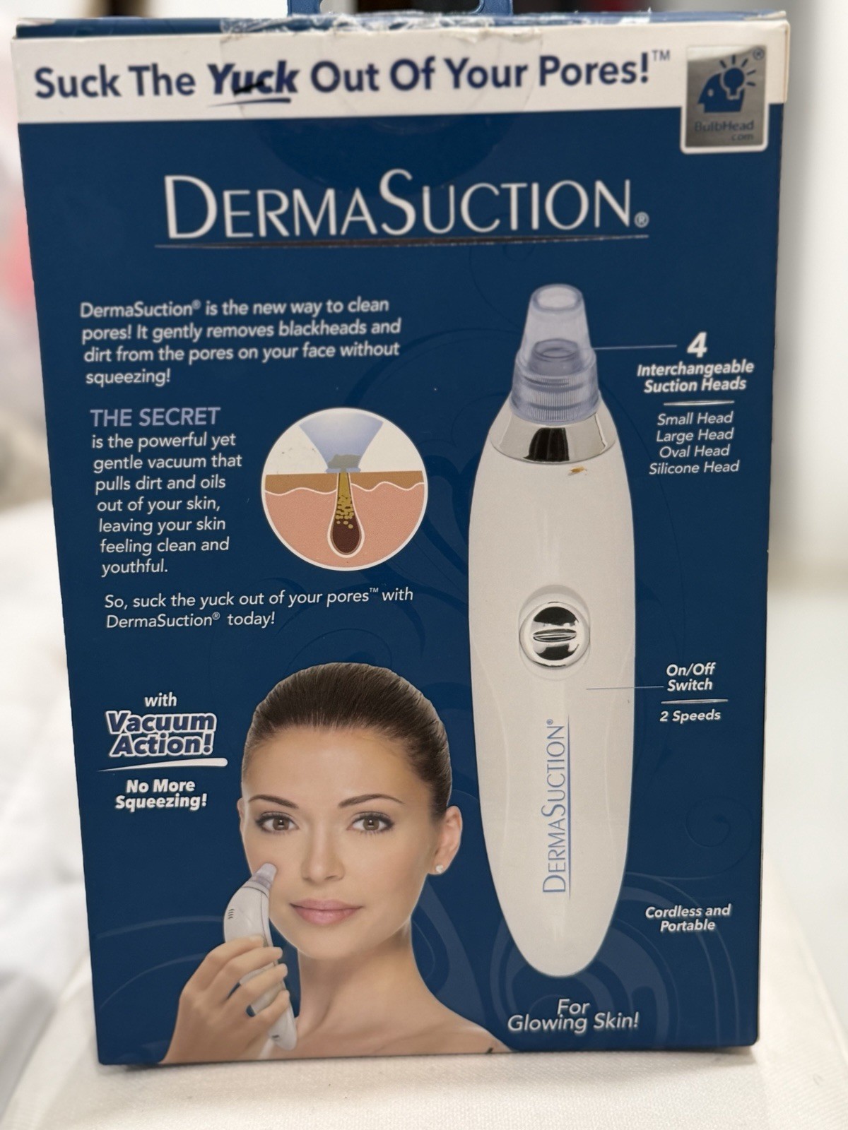 BulbHead DermaSuction Cordless Portable Pore Vacuum 2-Speed Blackhead Care