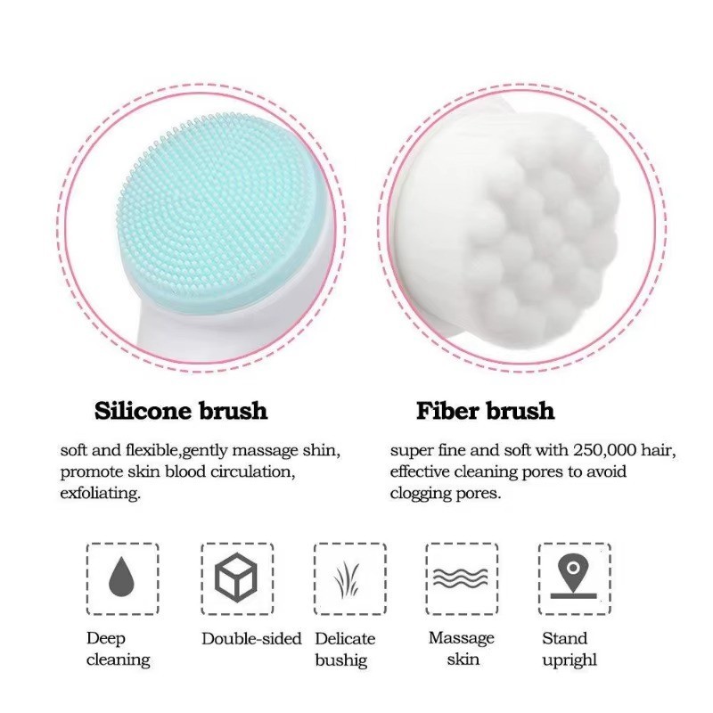 3D Silicone Facial Cleansing Brush Double Sided Face Wash Exfoliating Tool