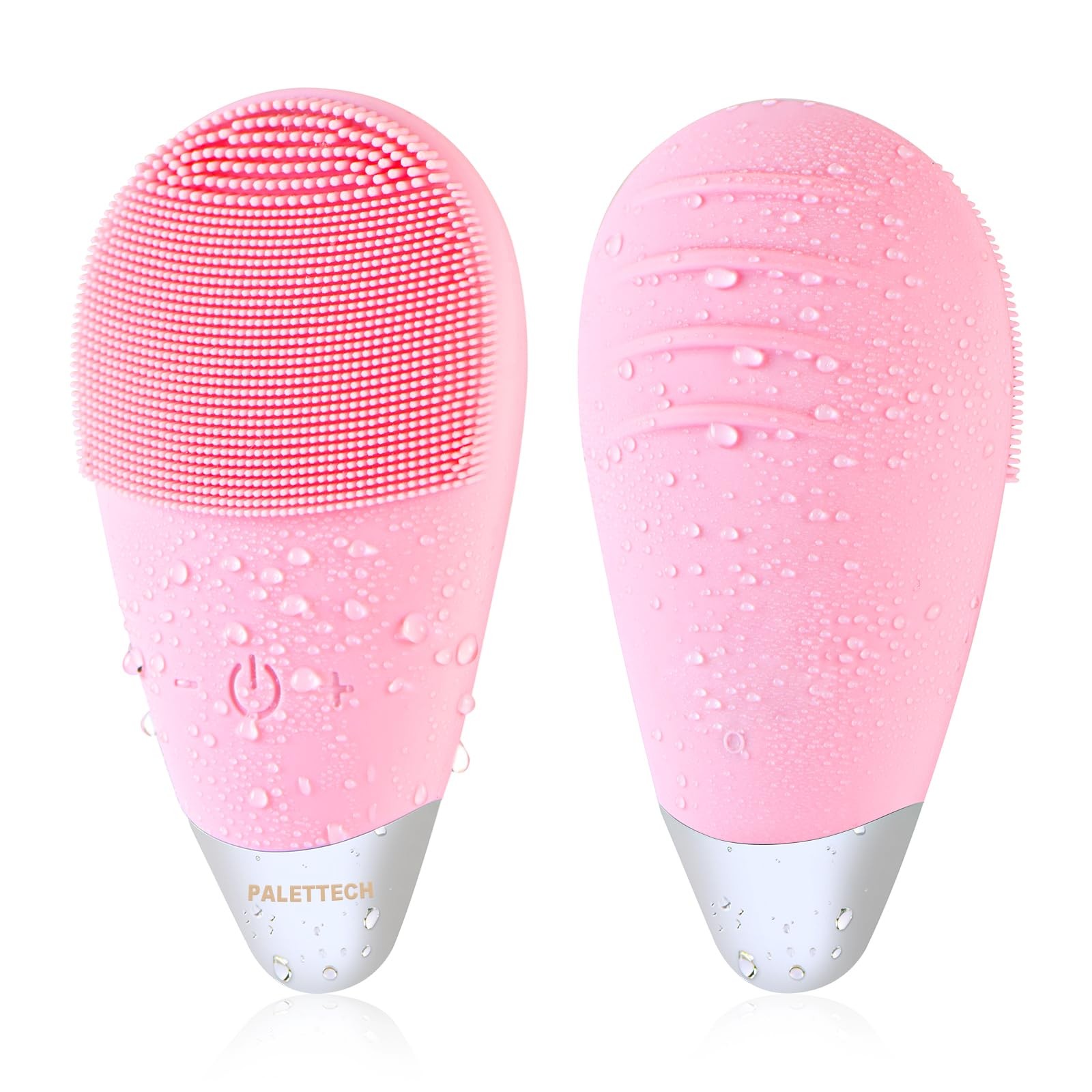 Facial Cleansing Brush, Rechargeable Silicone Face Scrubber with 5 Pink