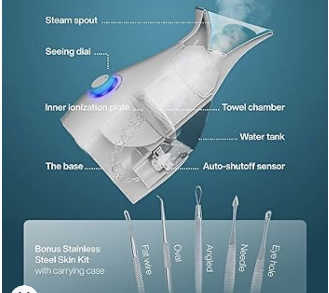 Pure Nano Steamer 3-IN-1 Multi Functional Ionic Facial Steamer – New Open Box