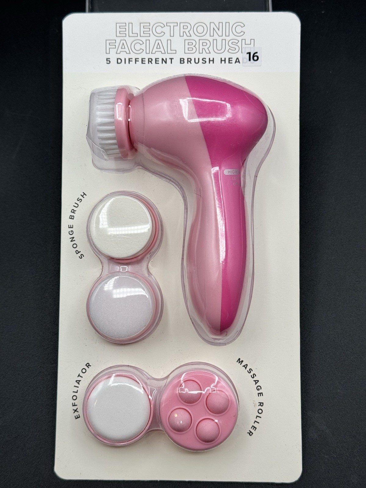 Vivitar Electronic Facial Brush 5 Different Heads Sponge Exfoliator Massage Pink
