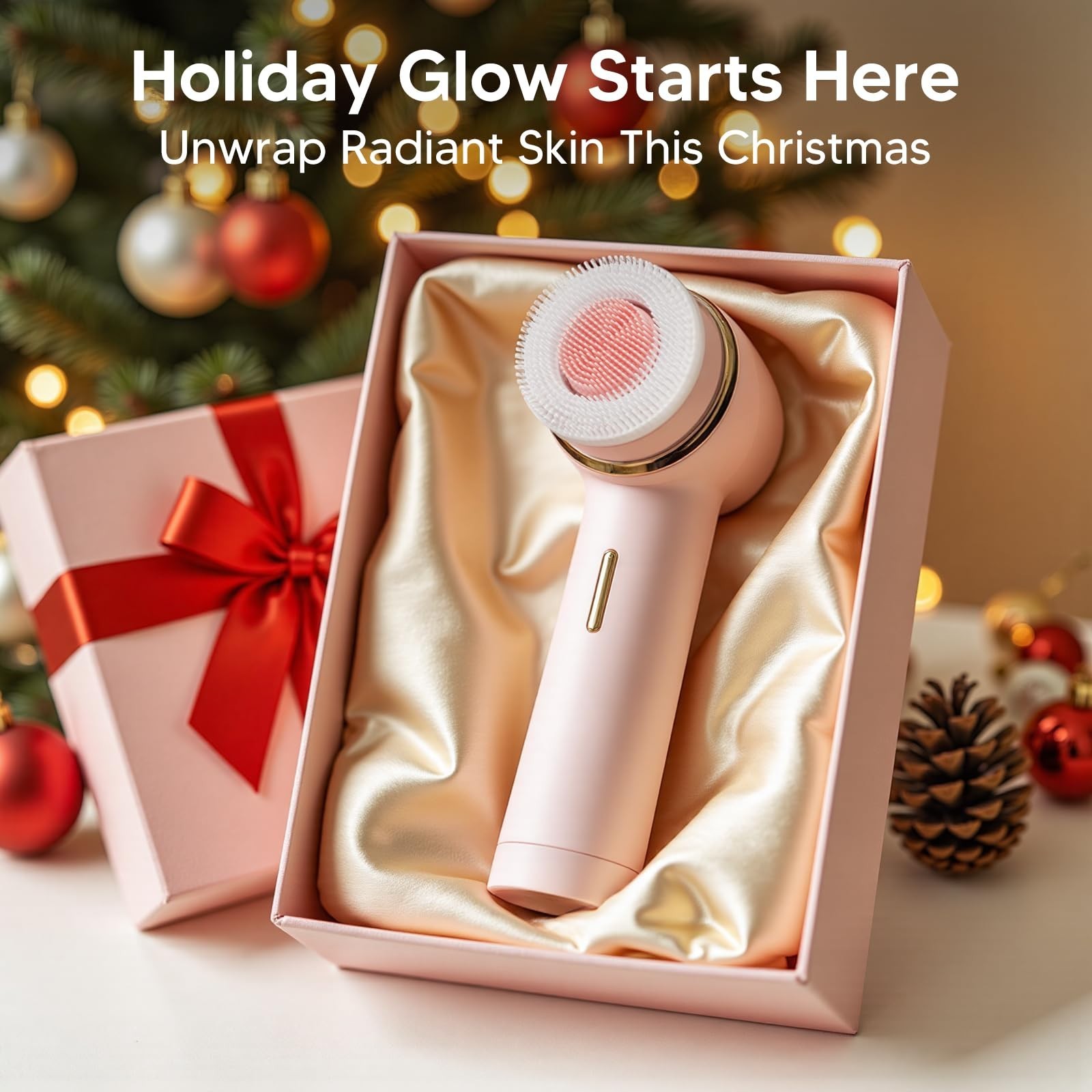 Rechargeable Waterproof Electric Facial Cleansing Brush, Dual Rotating Scrubber,