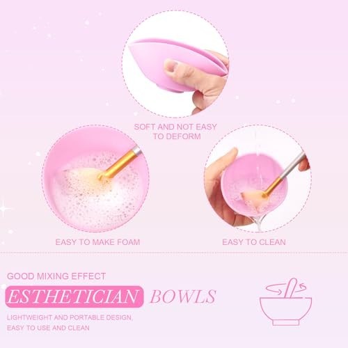 8 Pcs Esthetician Facial Supplies Set – Fan Brushes, Silicone Bowls, Headbands &