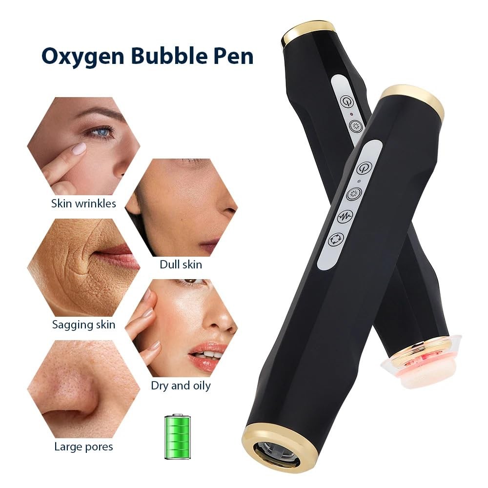 Oxygen Pro Handheld CO2 Bubble Pen Black Facial Beauty Device Wrinkles Dull Skin