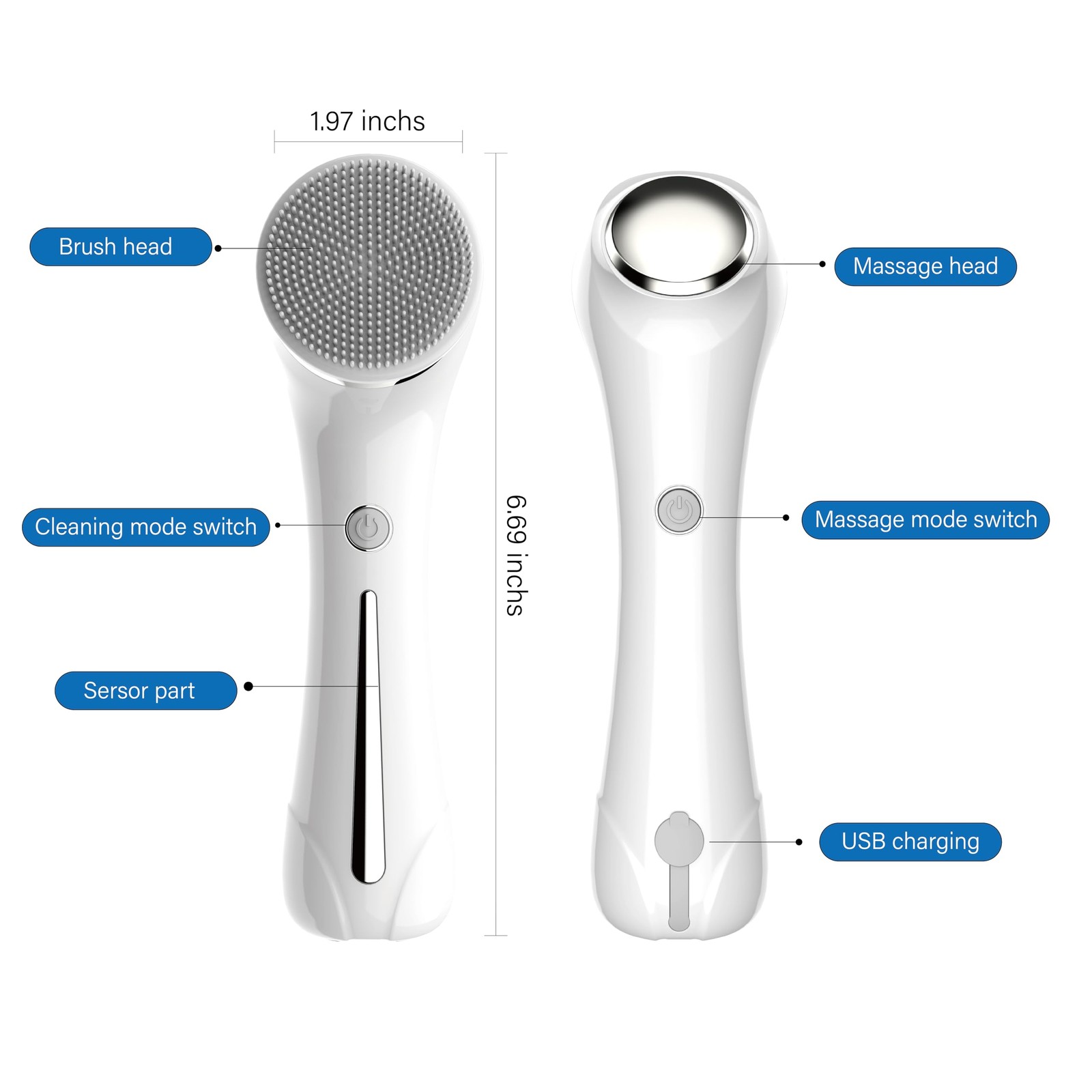 Cleansing Brush, 2 in 1 Ｗaterproof IPx7 Spin Scrubber Set with 4 Brush Heads,…