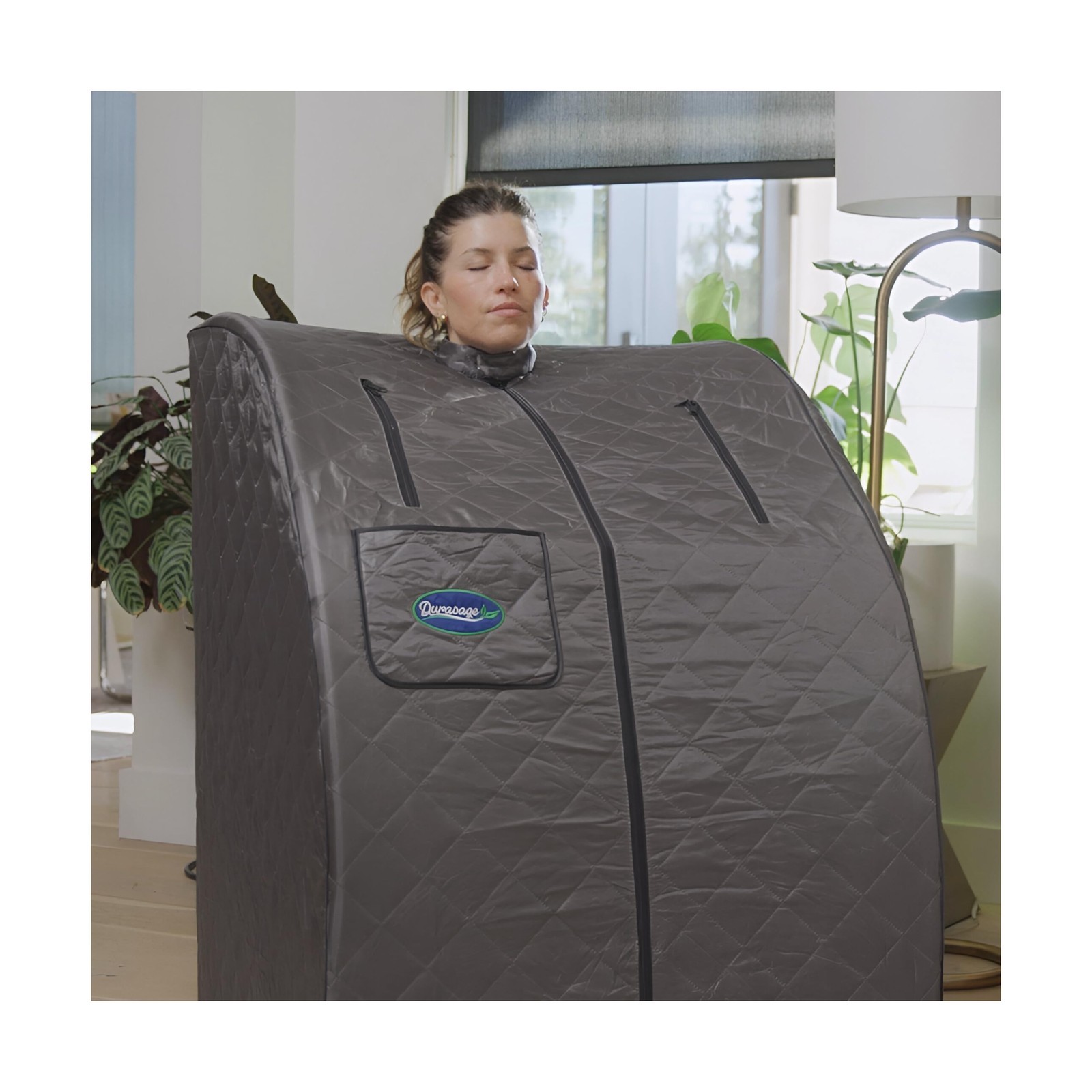 Portable Sauna Spa, 800W, 60Min Timer, Access, Foldable w/ Chair, Indoor