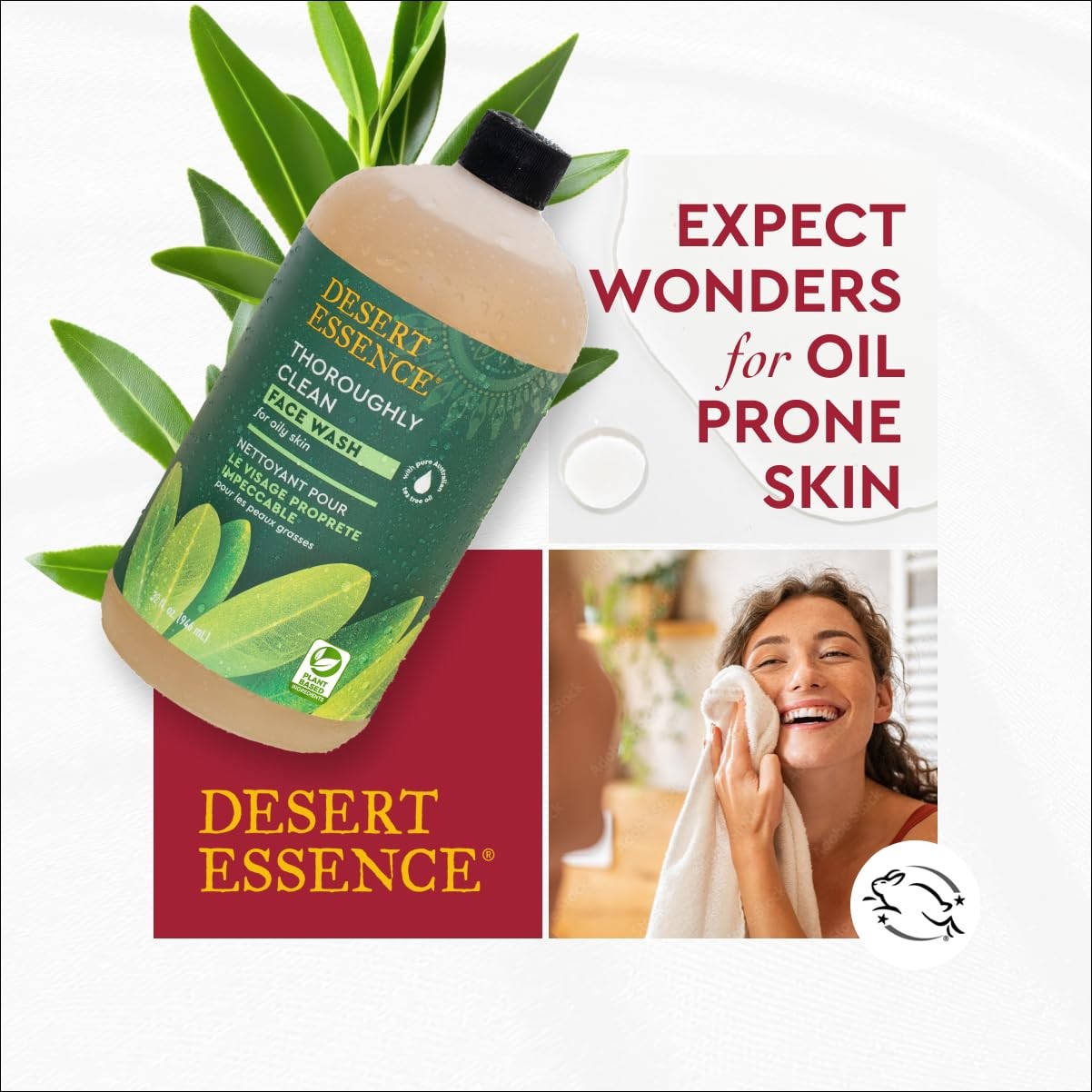 Desert Essence Tea Tree Face Wash 32 fl oz – 32 Fl Oz (Pack of 1), Clear