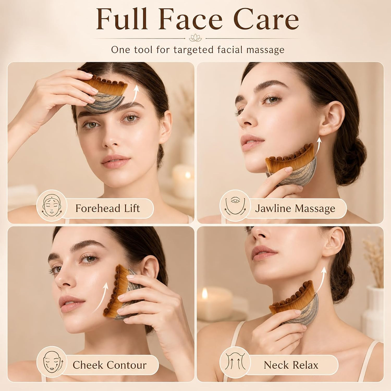 Manual Lymphatic Drainage Face Brush 2 Pack – Contour Tool for Face Sculpting &