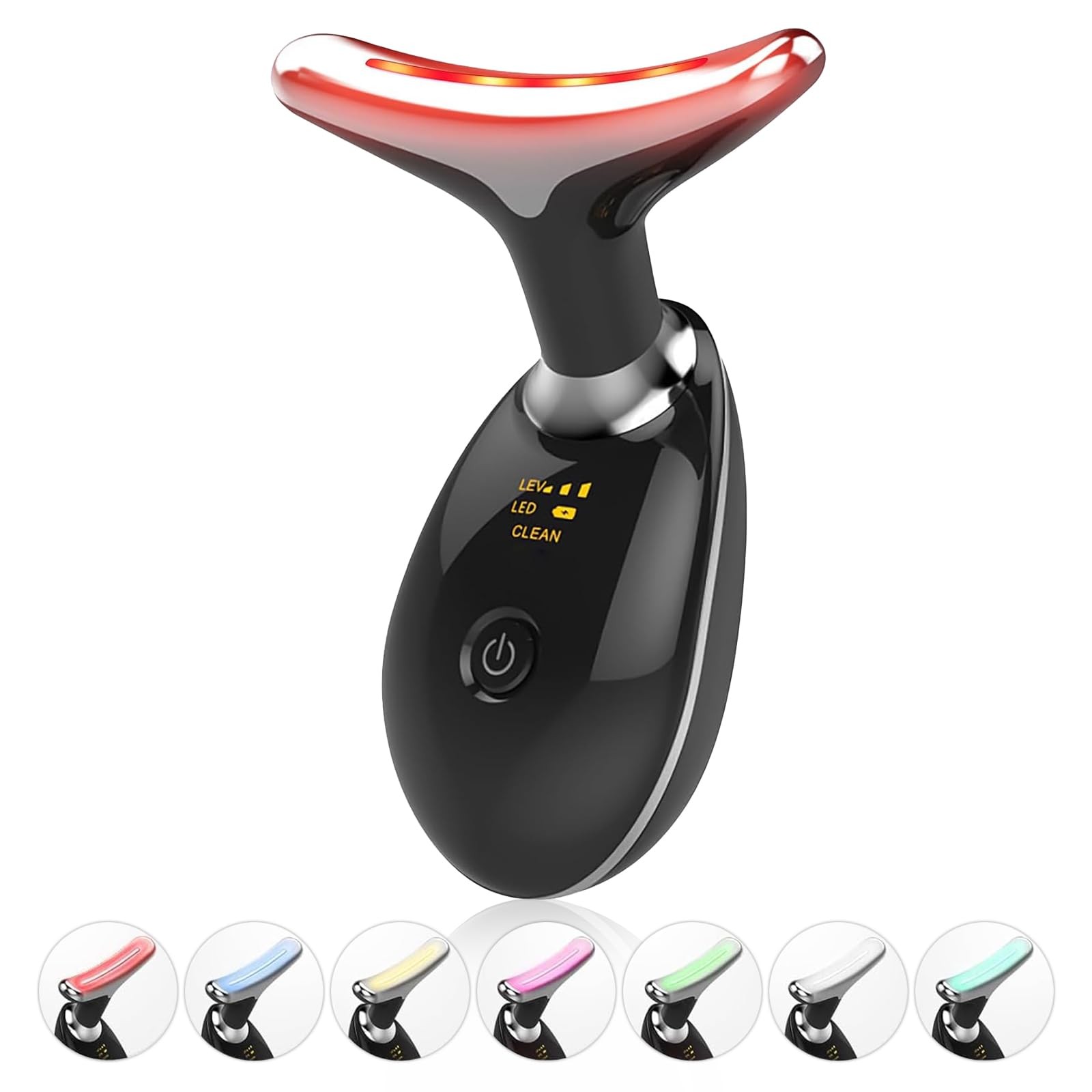 Portable Face Beauty Device, 7 Color Massager Tool Glossy Black