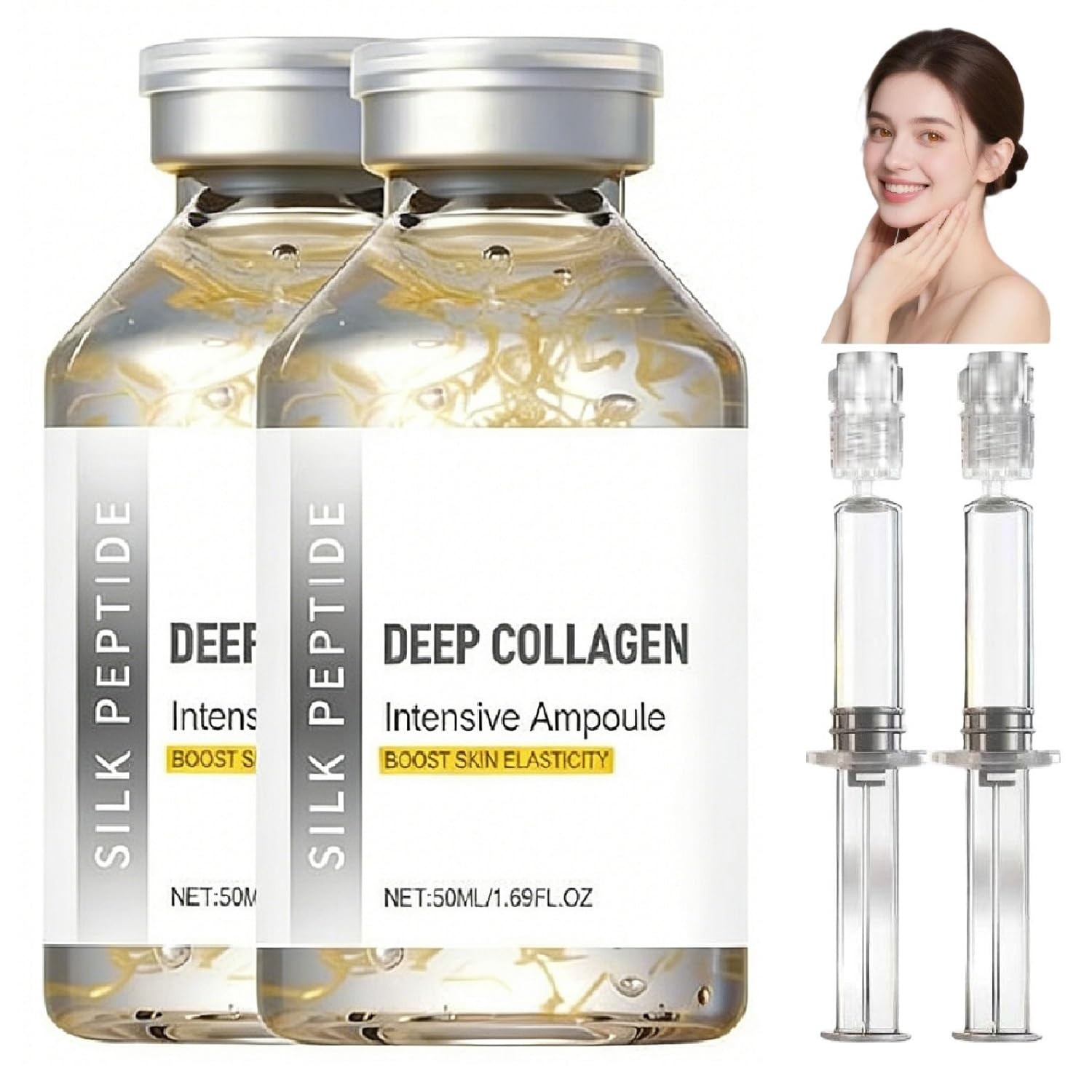 Deep Collagen Lifting Ampoule, Korean Silk Peptide 1.7 Fl Oz (Pack of 2)