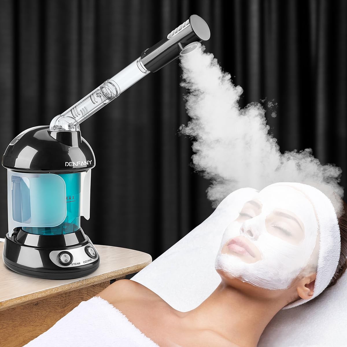 Facial Steamer – DENFANY Nano Ionic Face with Extendable 360° Black