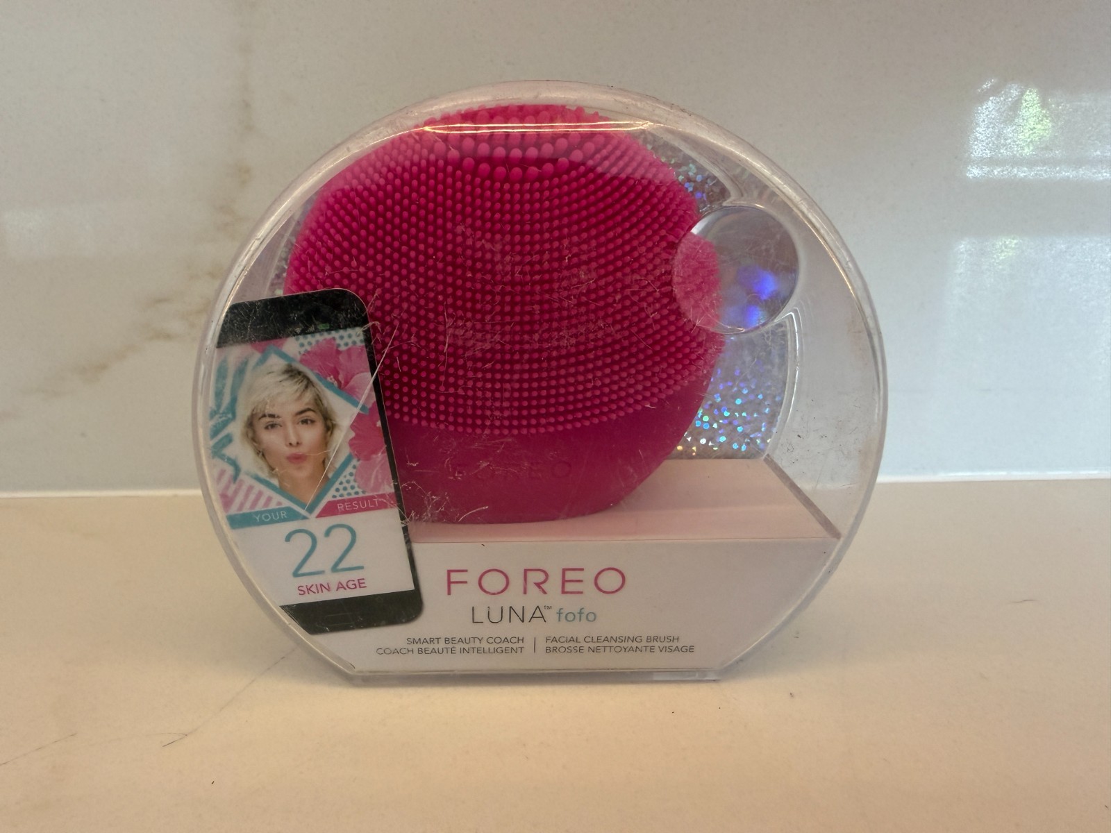 FOREO Luna Fofo Smart Facial Cleansing Brush – Silicone Pink Fuchsia – New