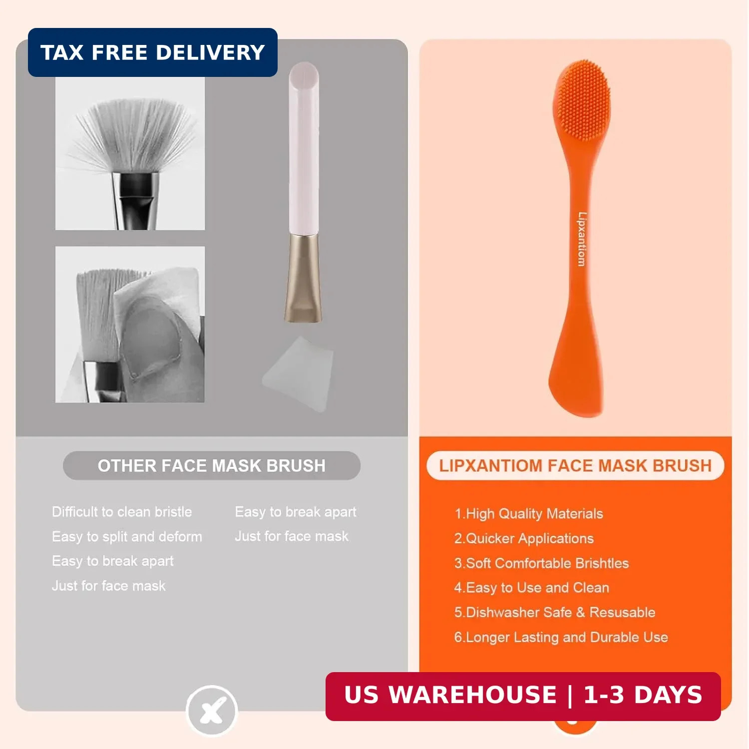 3 Pcs Silicone Facial Cleansing Brush, 2 in 1 Face Mask Applicator and Pore Clea