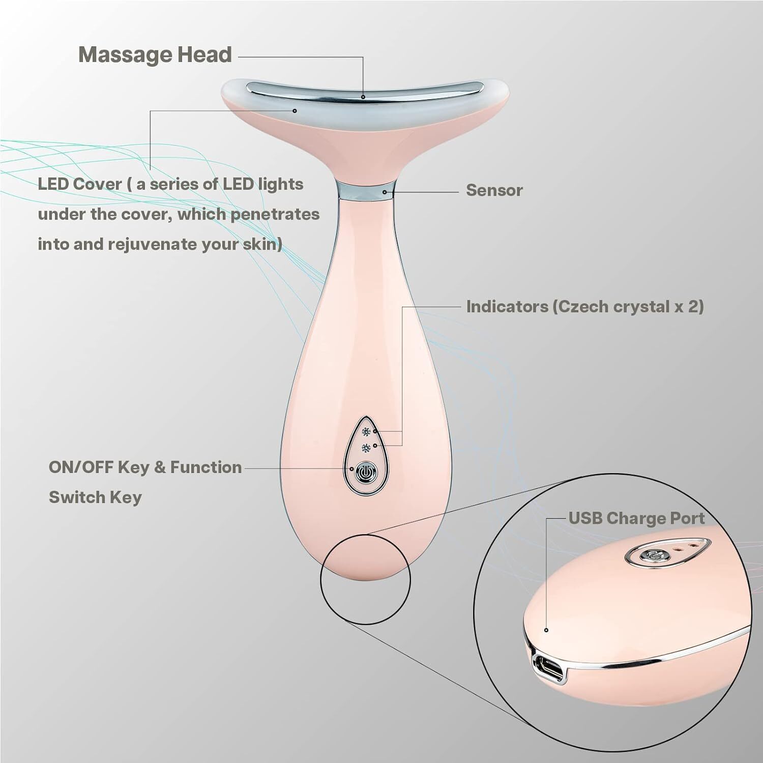 Lily Neck Face Massager, Face Sculpting Tool, Skin Rejuvenation Device with Ther
