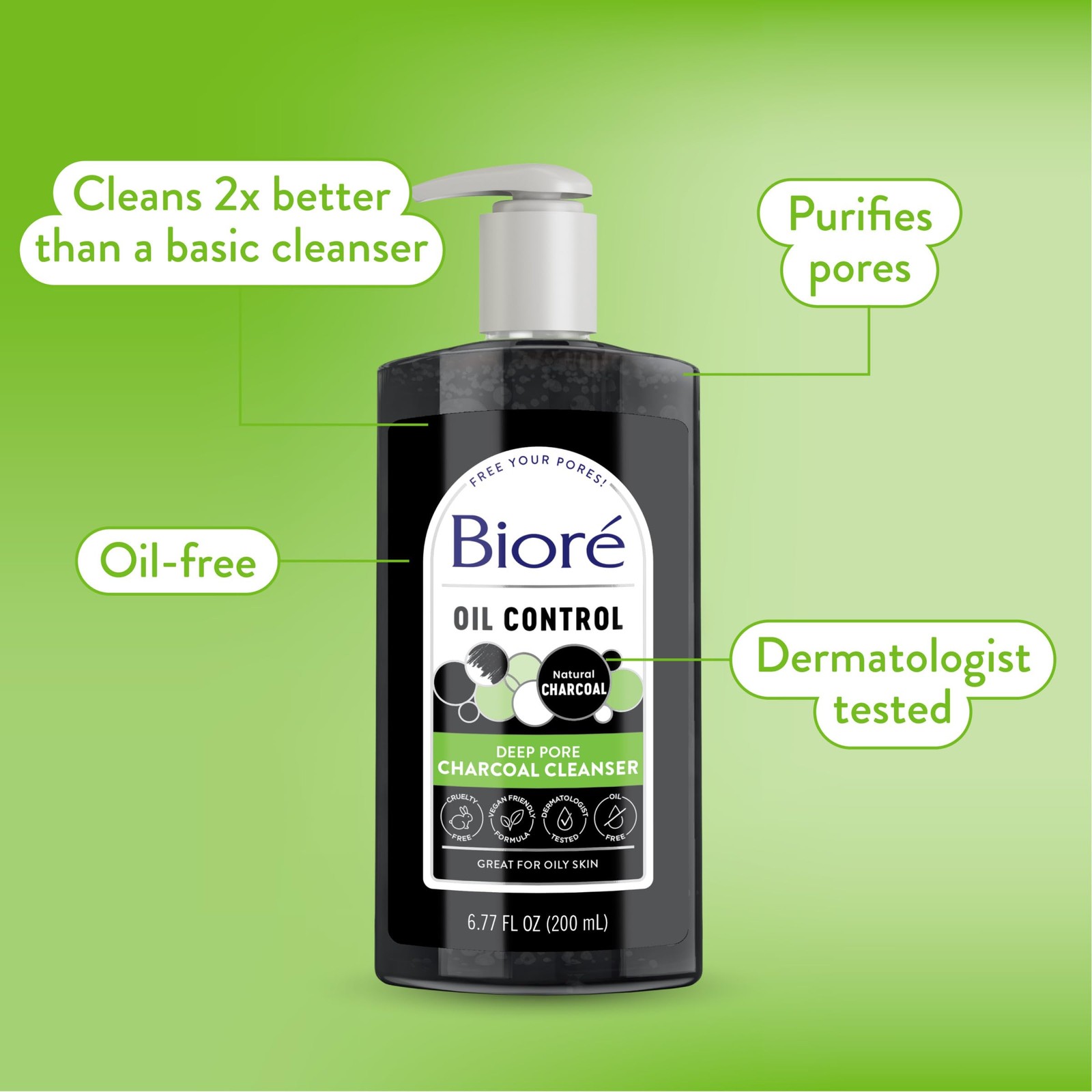 Biore Deep Pore Charcoal 6.77 Ounce (Pack of 1), DEEP PORE CHARCOAL CLEANSER