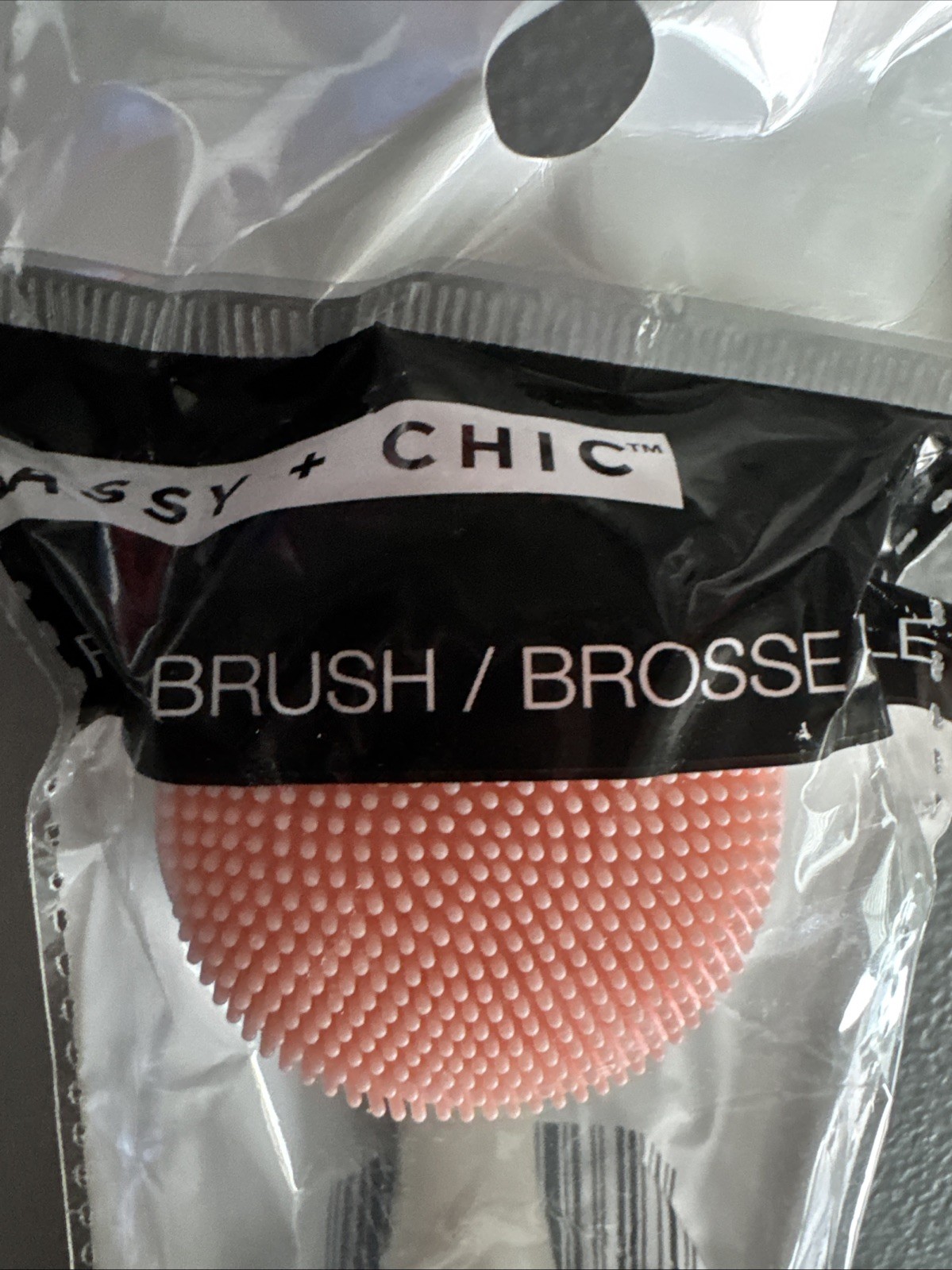 Gentle Exfoliating Facial Brush Pink Soft Bristles w/ Handle Face Scrubber Tool