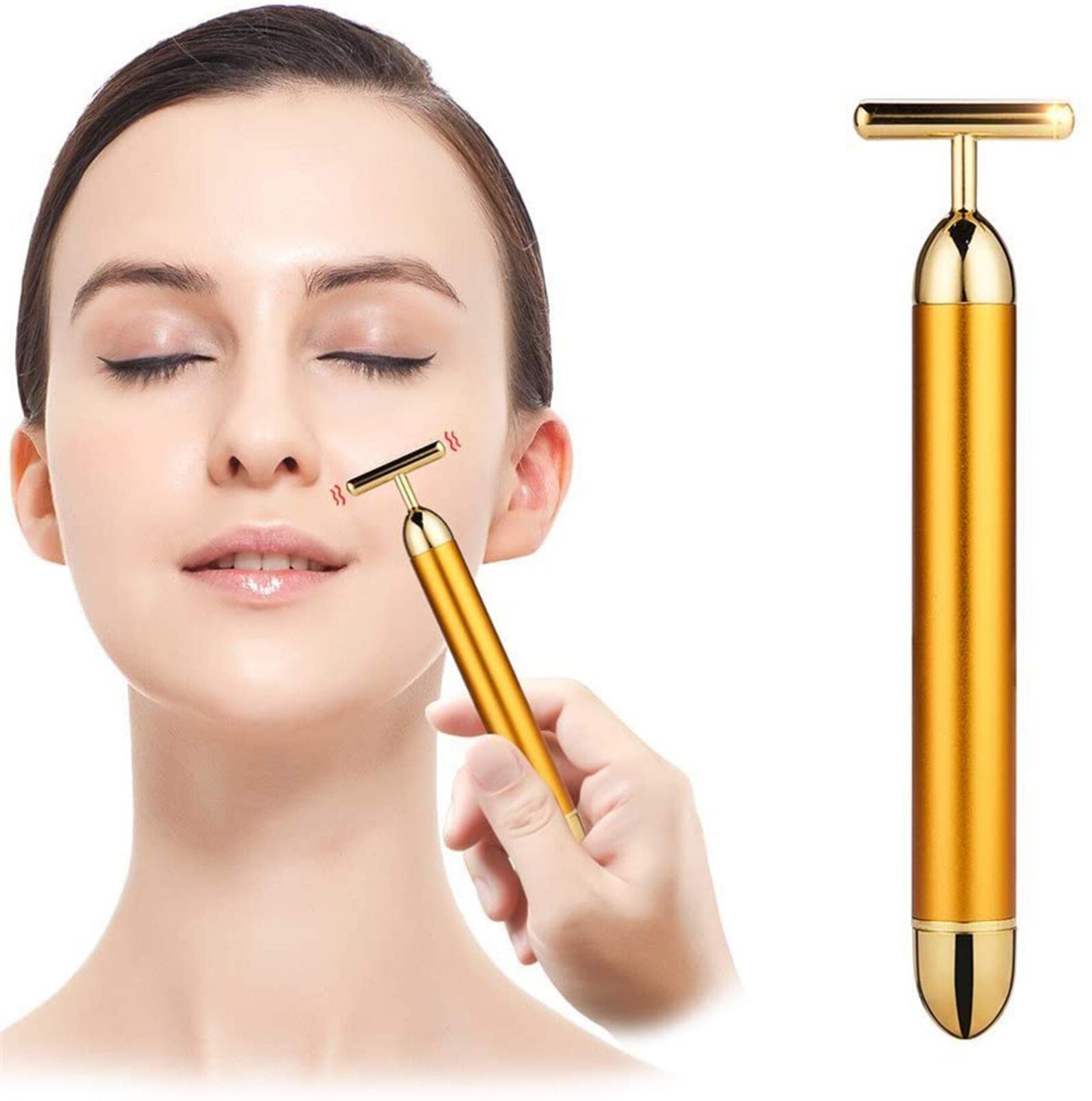 Gold Facial Slimming Face Beauty Bar Facial Roller Massager Vibrating Tool