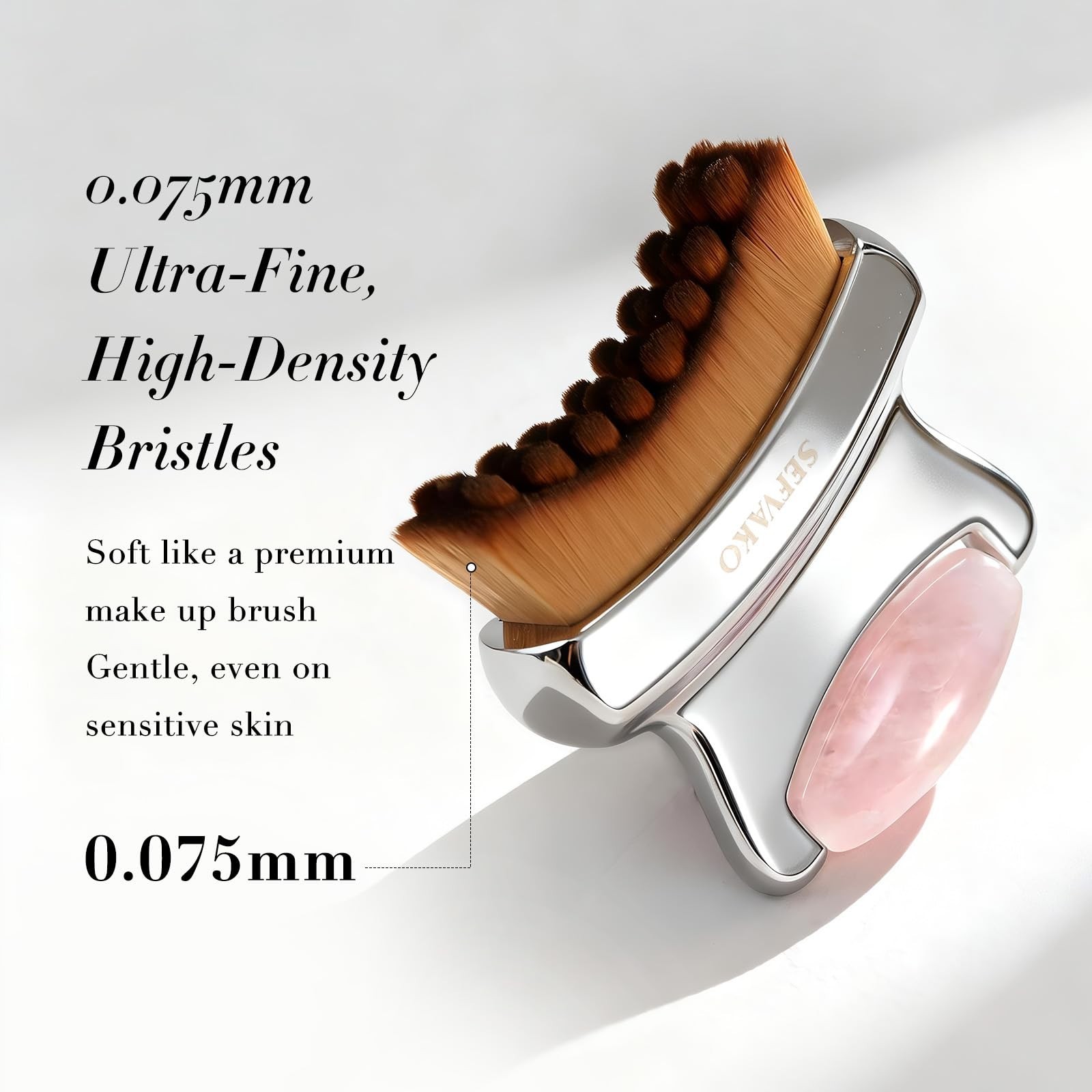 2-in-1 Lymphatic Drainage Face Brush & Rose Quartz Roller for Contouring, Sculpt
