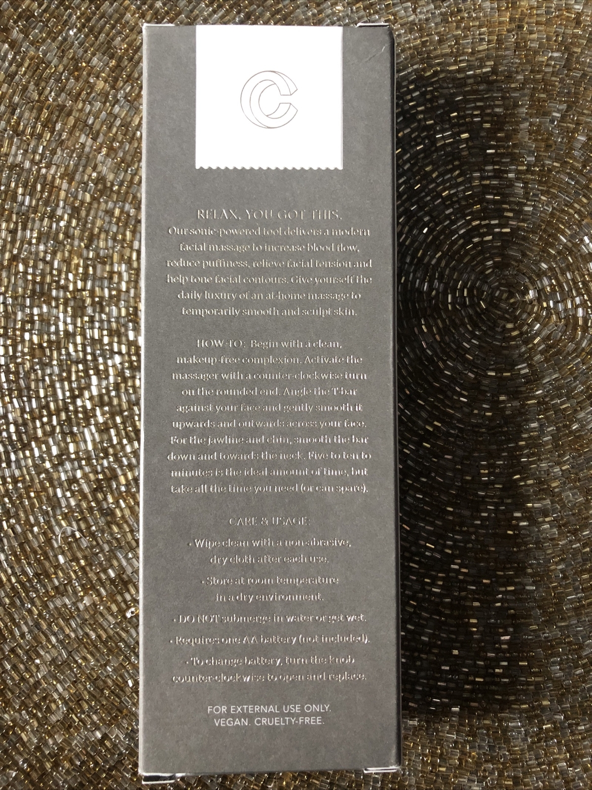 COMPLEX CULTURE Sonic T-Bar Luxury Facial Massager NIB VEGAN!