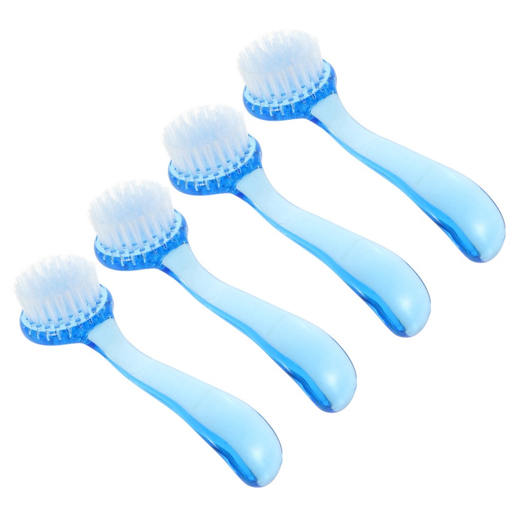 4Pcs Reusable Face Cleaning Brush with Cap Sky Blue Durable Plastic Home Use