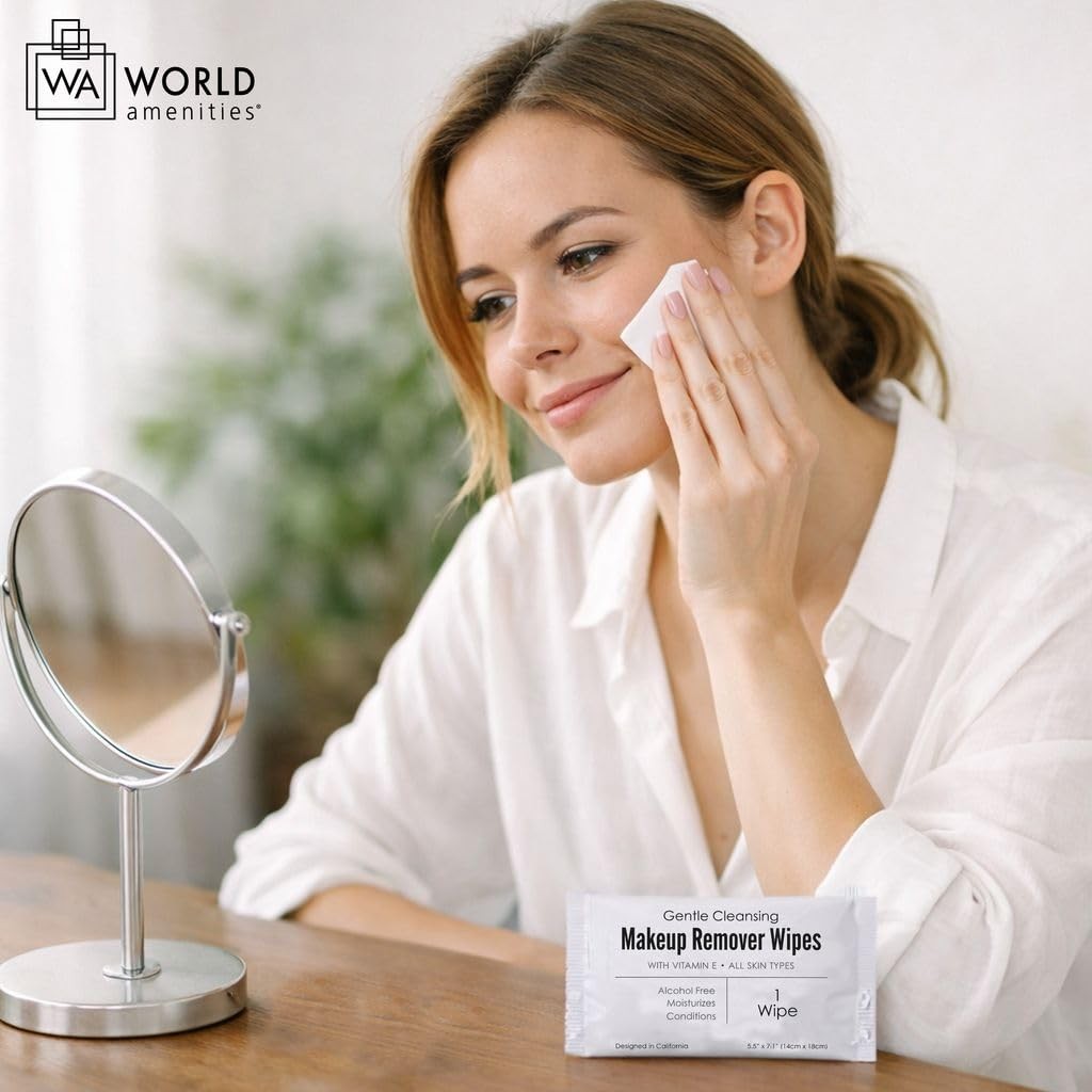 World Amenities – Makeup Remover Wipes – Alcohol Free – 50 Count (Pack of 1)