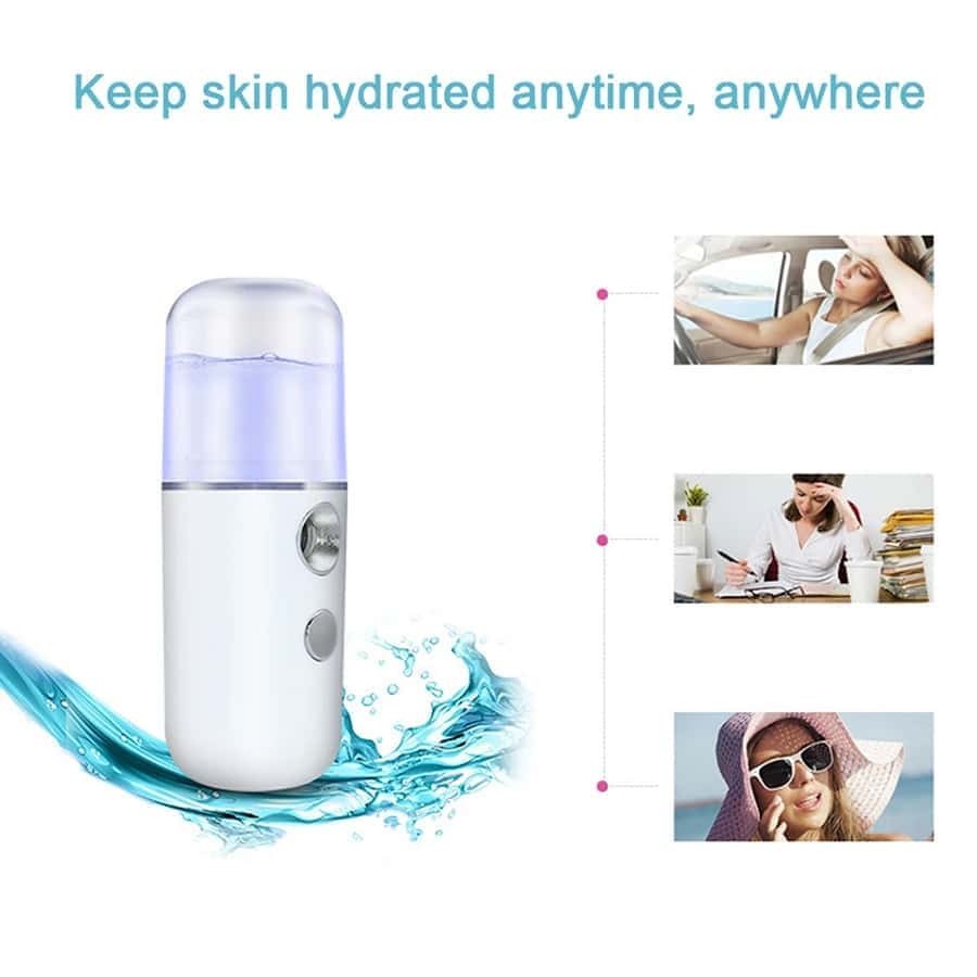 Mini Facial Steamer Nano Mist Spray USB Rechargeable Humidifier Moisturizing