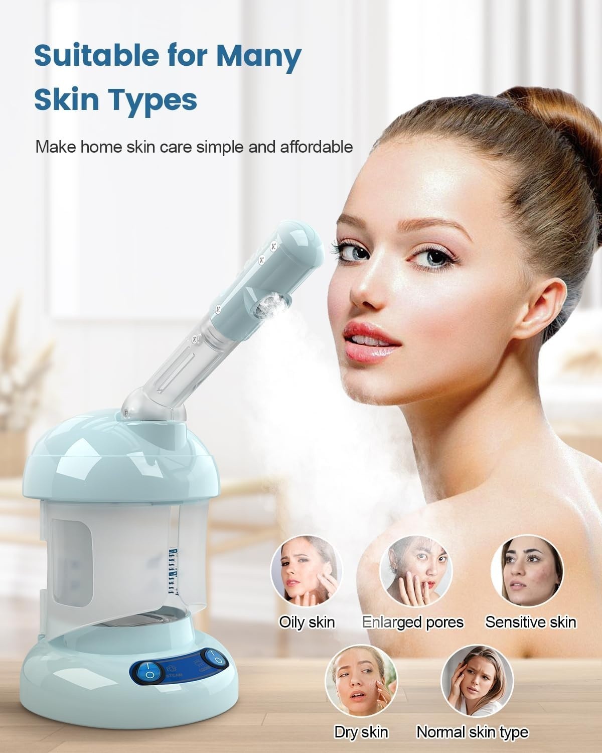 Vaporizador facial de sobremesa,Vaporizador de ozono con brazo giratorio de 360°