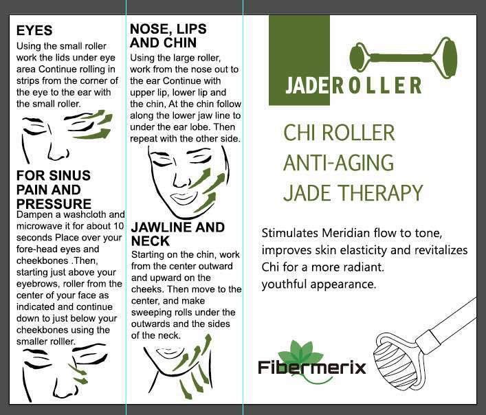 Fibermerix Brand Anti-Aging Facial Jade Roller Massage Tool. 100% Natural Jade S