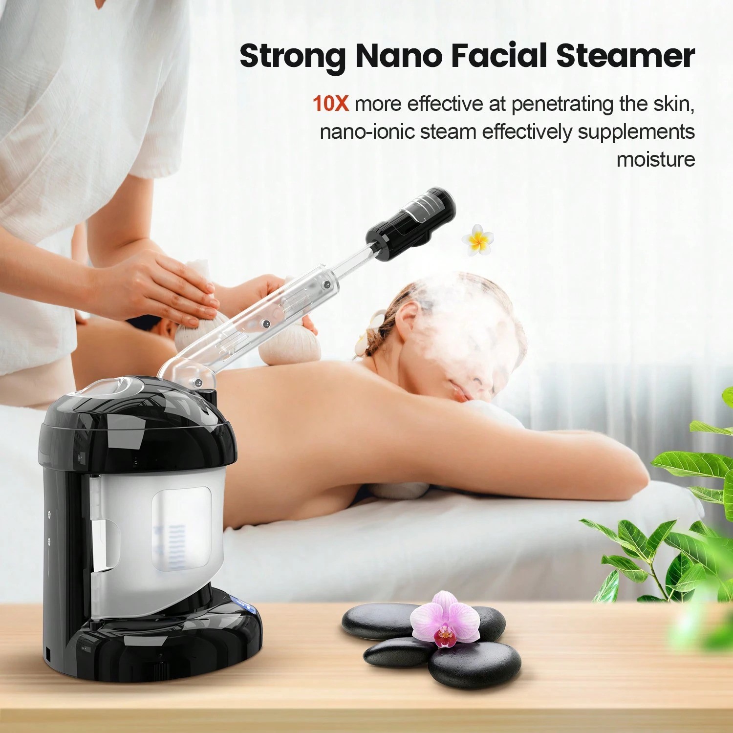 Facial Steamer with Extendable Arm Nano Ionic Face Steamer Home Salon Use