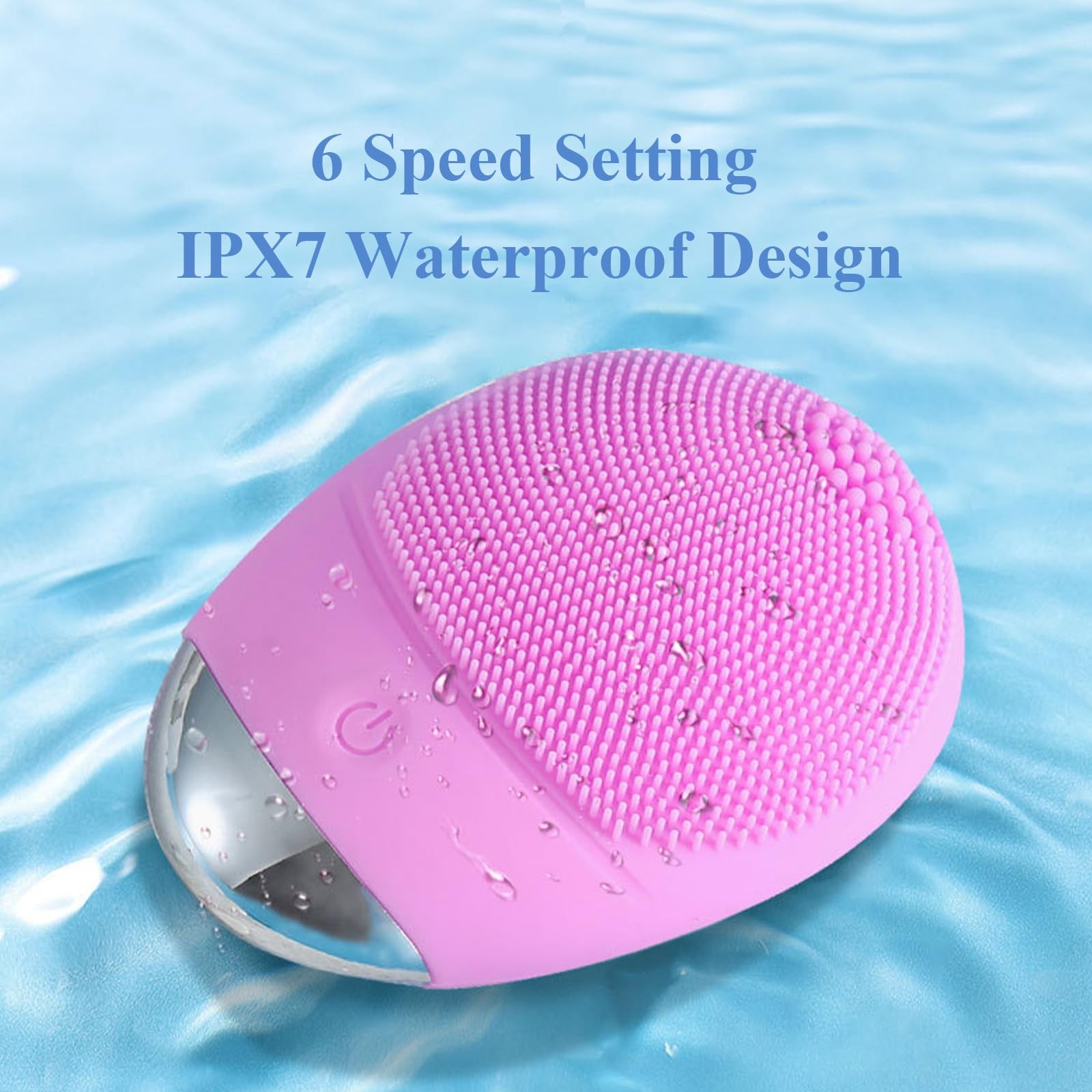 Facial Cleansing Brush, 3-in-1 Electric Soft Silicone Waterproof Oval-purple