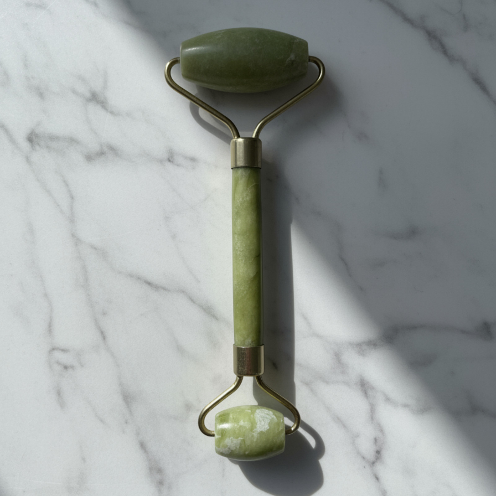 Natural Real Jade Facial Roller – Light Green Stone, Cooling Massage