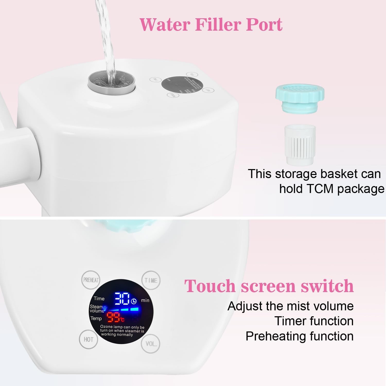 Beauty Salon Facial Steamer Ionic Preheat Hot Mist Timer
