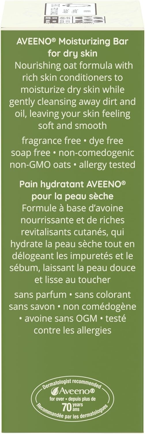 Aveeno Gentle Moisturizing Bar Facial Cleanser 3.5 Ounce (Pack of 4), Brown