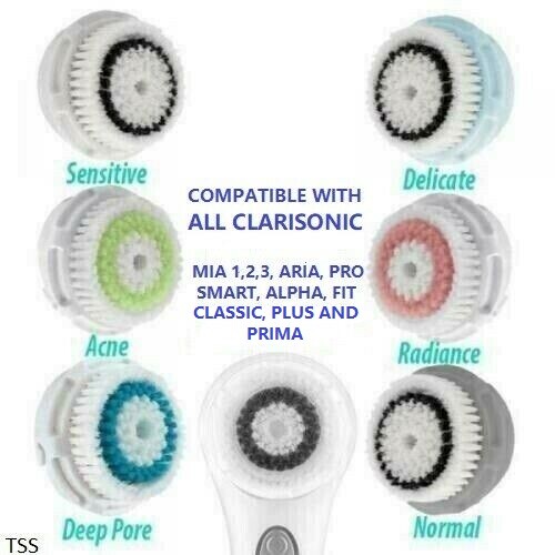 4-PK Facial Brush Head Replacements Mia 1,2,3 Aria Smart Pro Fits All Clarisonic