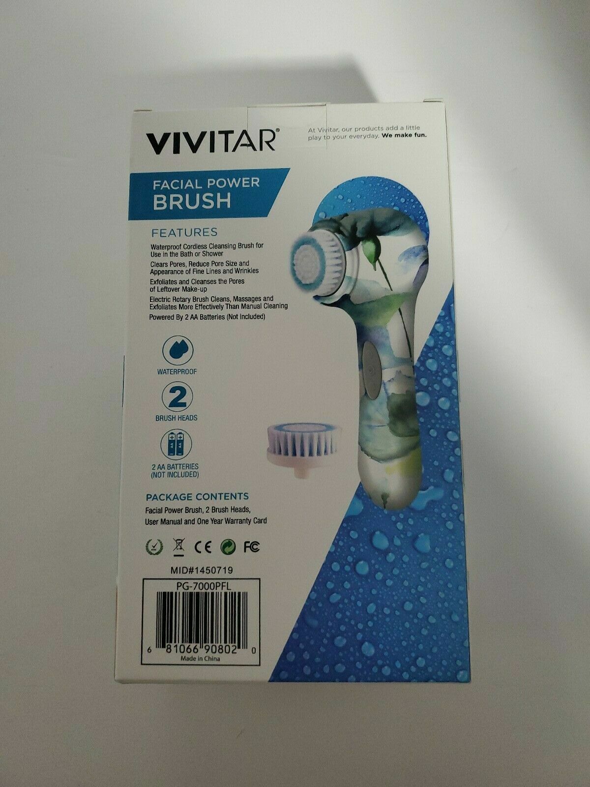 VIVITAR SIMPLY BEAUTIFUL ABSTRACT FACIAL POWER BRUSH WITH TWO ATTACHMENT HEADS